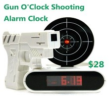 Gun O'Clock shooting alarm clock